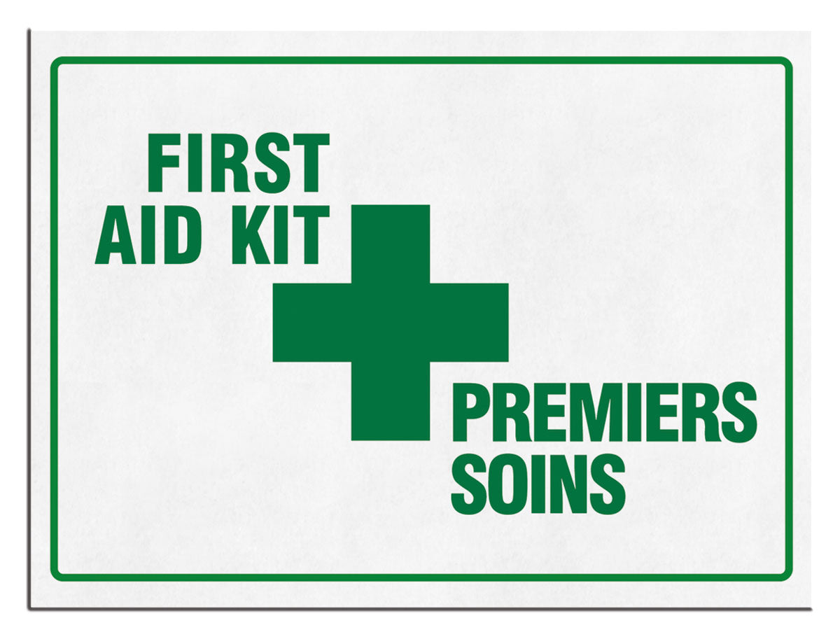 Sign, "FIRST AID KIT", English/French